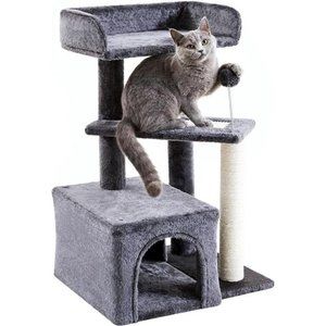30" Tall Cute Kitten Scratcher Condo with Sisal Scratching Post and Pad Steps